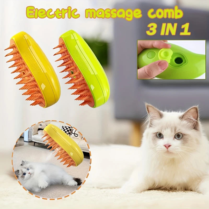 Pet Steam Brush Cat Dog Cleaning Steamy Spray Massage Beauty Comb 3 in 1 Hair Removal Grooming Supplies Pets Accessories