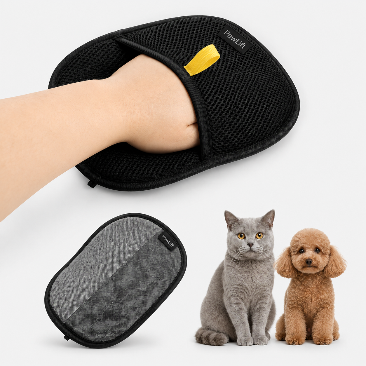 Pet Hair Removal Tool Reusable Static Removal Gloves, Double-Sided Grooming Gloves for Pets, Removes Pet Fur Hair for Carpets