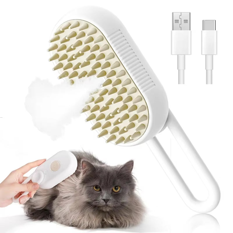 Pet Steam Brush Cat Dog Cleaning Steamy Spray Massage Beauty Comb 3 in 1 Hair Removal Grooming Supplies Pets Accessories
